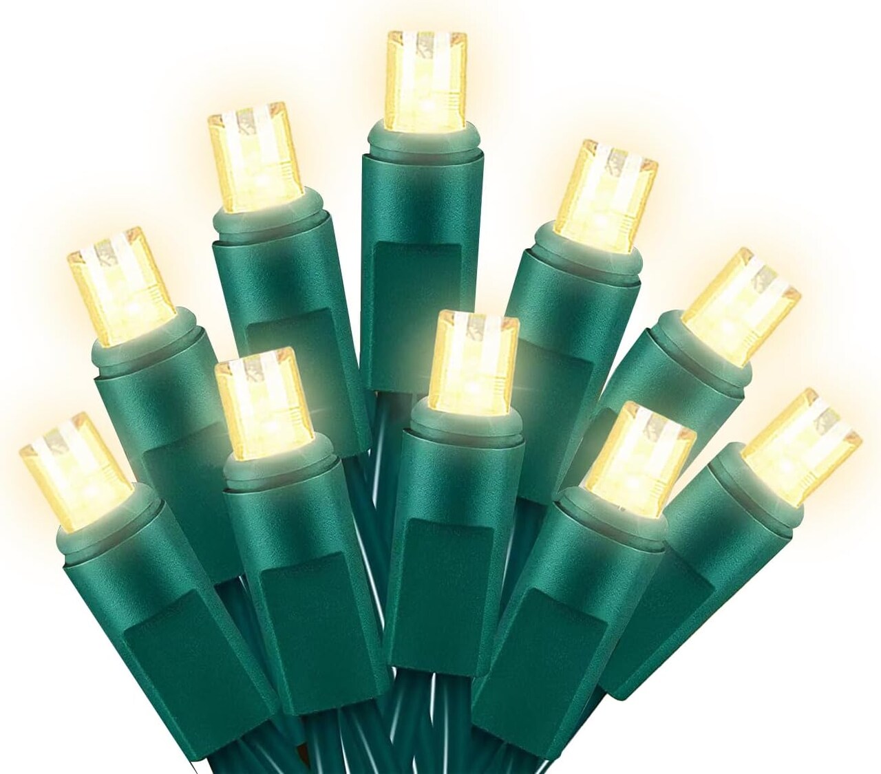 25 ft 50-Count Warm White LED Christmas Lights – Commercial Grade Outdoor Waterproof, Green Wire, UL Listed, Xmas Tree & Holiday Decoration Lights (Warm White)